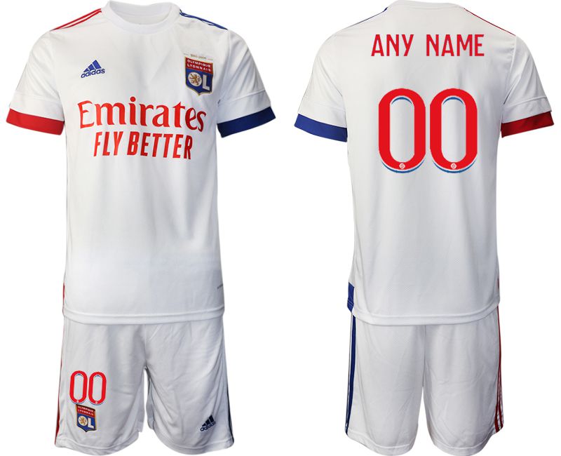 Men 2020-2021 club Lyon home customized white Soccer Jerseys->other club jersey->Soccer Club Jersey